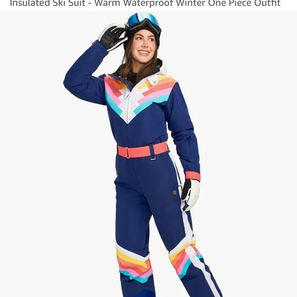 Tipsy Elves Navy and Rainbow Ski Jacket - Picture 3 of 5